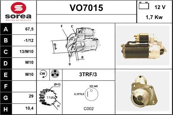 Sera VO7015 - Стартер unicars.by