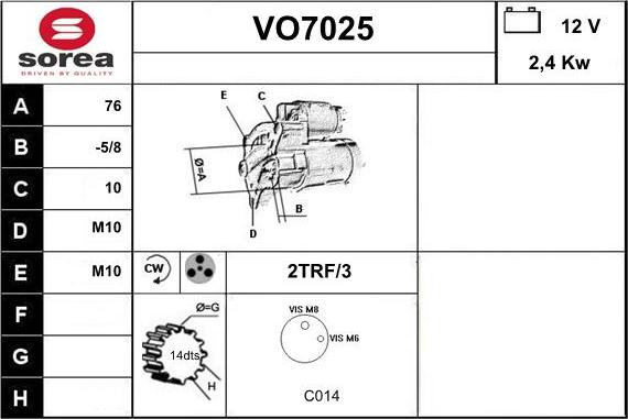 Sera VO7025 - Стартер unicars.by