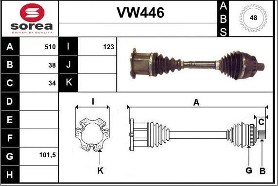 Sera VW446 - Полуосевой вал, дифференциал unicars.by