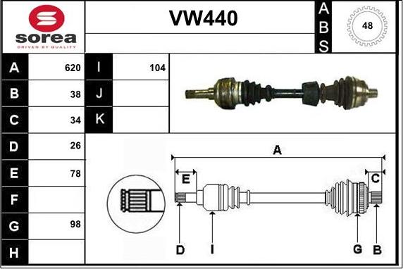 Sera VW440 - Приводной вал unicars.by