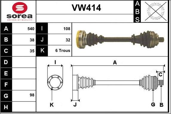 Sera VW414 - Приводной вал unicars.by