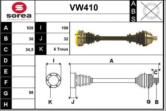 Sera VW410 - Приводной вал unicars.by