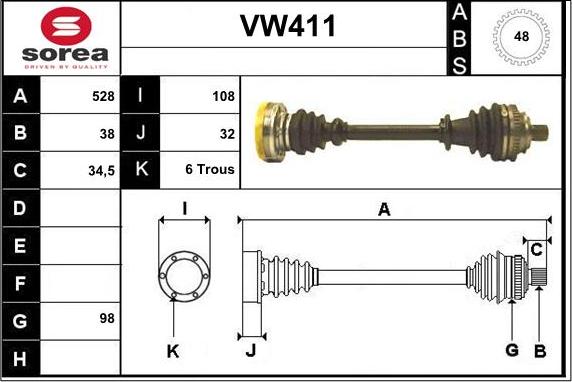 Sera VW411 - Приводной вал unicars.by