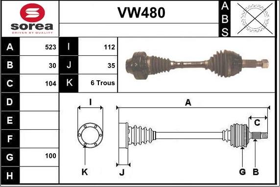 Sera VW480 - Приводной вал unicars.by