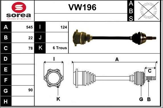 Sera VW196 - Приводной вал unicars.by