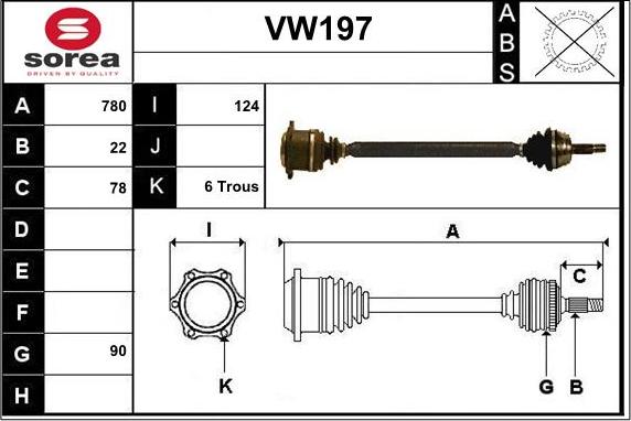 Sera VW197 - Приводной вал unicars.by