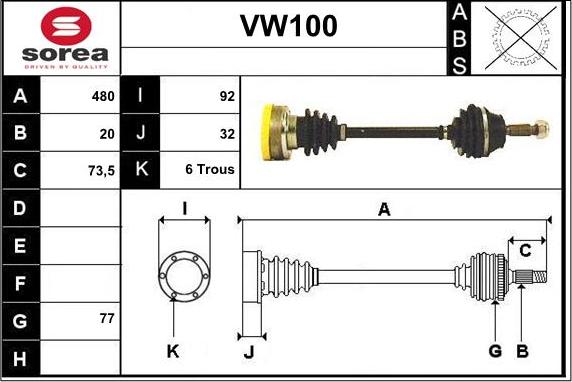 Sera VW100 - Приводной вал unicars.by