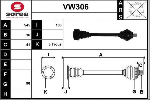 Sera VW306 - Приводной вал unicars.by