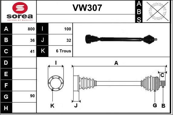 Sera VW307 - Приводной вал unicars.by