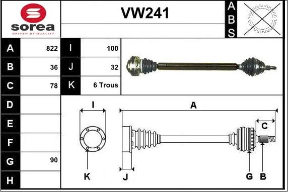 Sera VW241 - Приводной вал unicars.by