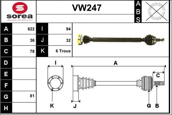 Sera VW247 - Приводной вал unicars.by