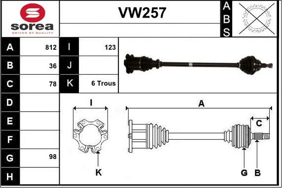 Sera VW257 - Приводной вал unicars.by