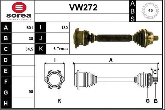 Sera VW272 - Приводной вал unicars.by