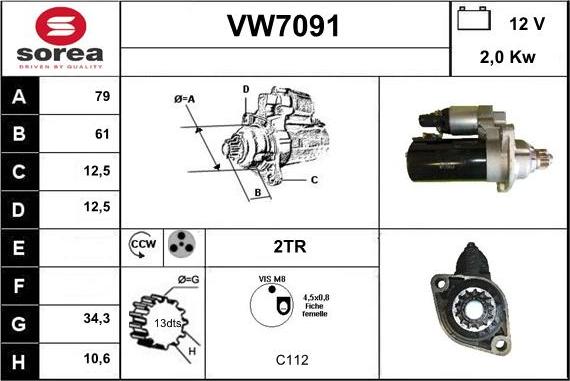 Sera VW7091 - Стартер unicars.by