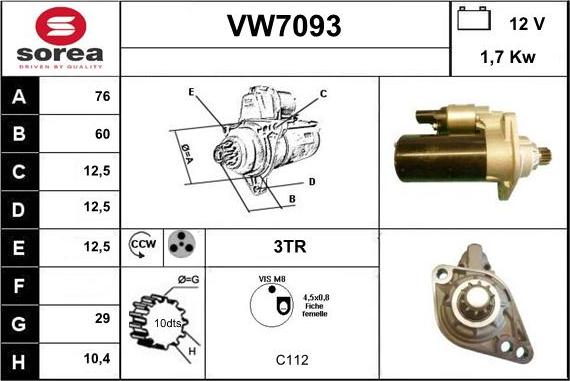 Sera VW7093 - Стартер unicars.by