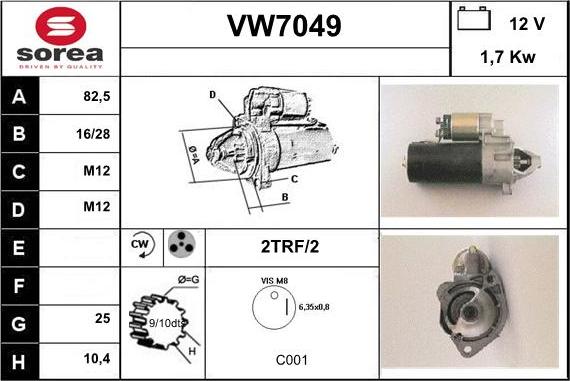 Sera VW7049 - Стартер unicars.by