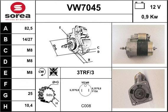 Sera VW7045 - Стартер unicars.by