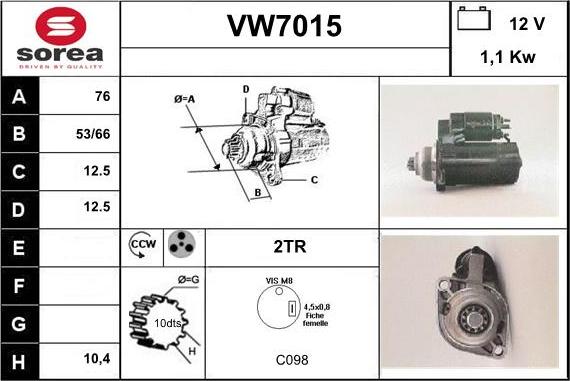 Sera VW7015 - Стартер unicars.by