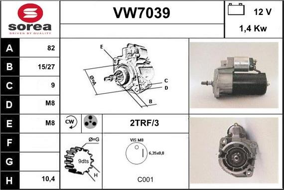 Sera VW7039 - Стартер unicars.by