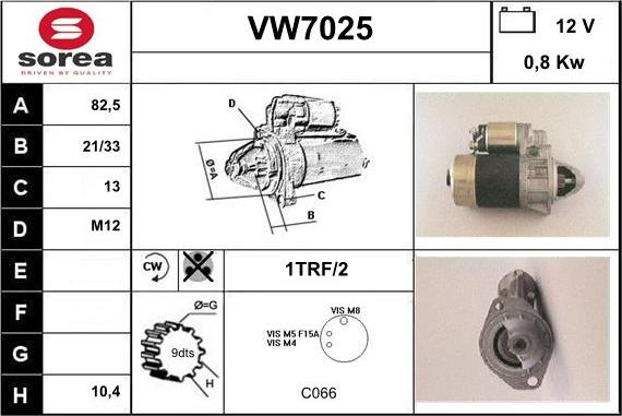 Sera VW7025 - Стартер unicars.by