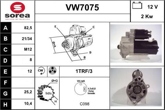 Sera VW7075 - Стартер unicars.by