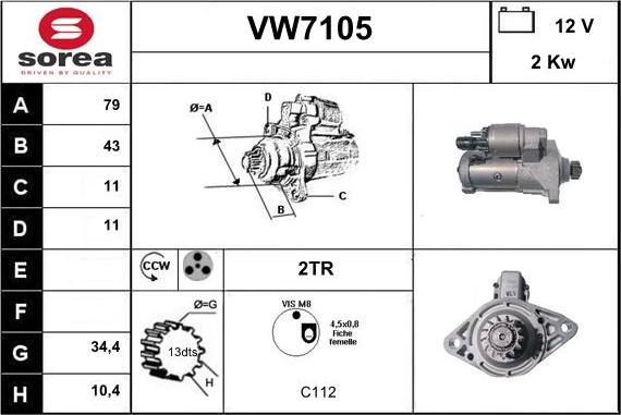 Sera VW7105 - Стартер unicars.by