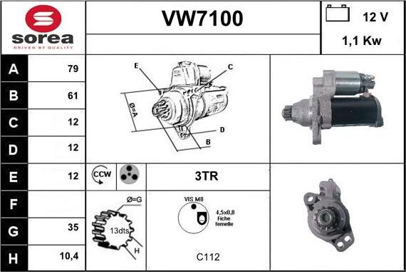 Sera VW7100 - Стартер unicars.by