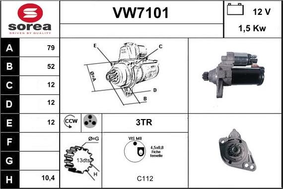 Sera VW7101 - Стартер unicars.by