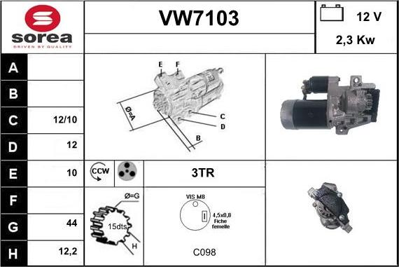 Sera VW7103 - Стартер unicars.by