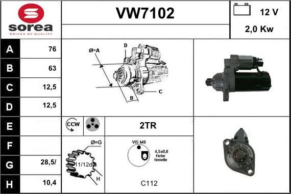 Sera VW7102 - Стартер unicars.by