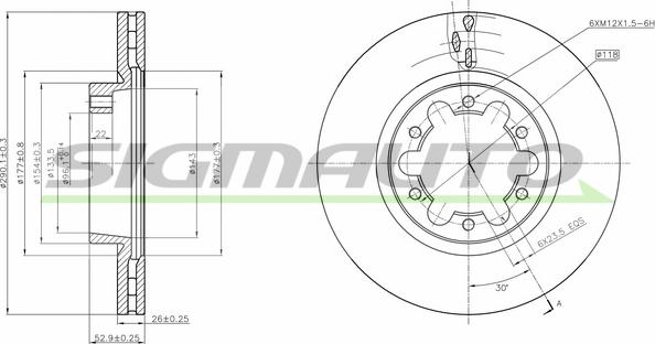 SIGMAUTO DB0339V - Тормозной диск unicars.by