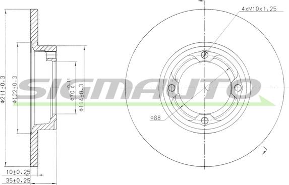 SIGMAUTO DBA418S - Тормозной диск unicars.by