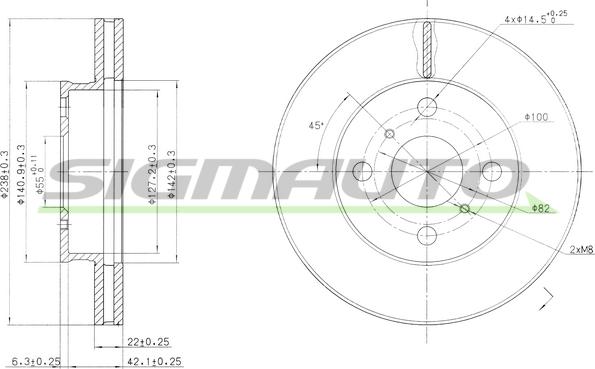 SIGMAUTO DBA413V - Тормозной диск unicars.by