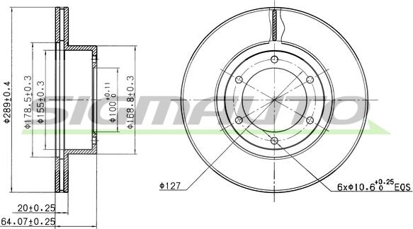 SIGMAUTO DBA596V - Тормозной диск unicars.by