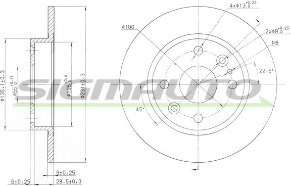 SIGMAUTO DBA525S - Тормозной диск unicars.by