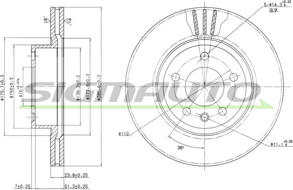 SIGMAUTO DBA697V - Тормозной диск unicars.by