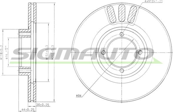 SIGMAUTO DBA610V - Тормозной диск unicars.by