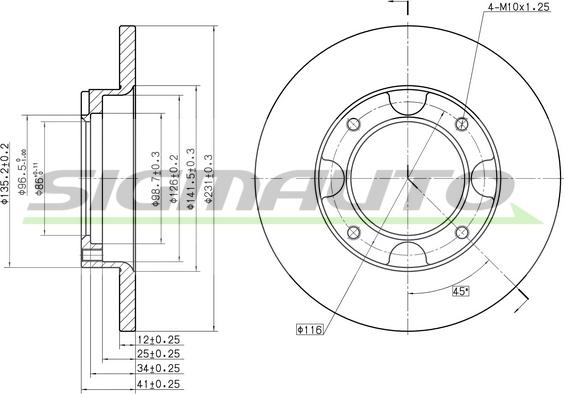 SIGMAUTO DBA087S - Тормозной диск unicars.by