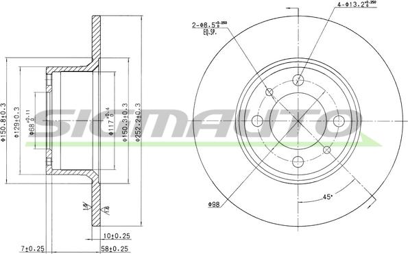 SIGMAUTO DBA035S - Тормозной диск unicars.by