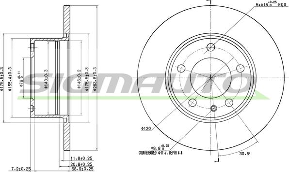 SIGMAUTO DBA119S - Тормозной диск unicars.by