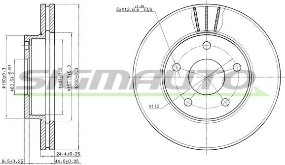 SIGMAUTO DBA180V - Тормозной диск unicars.by