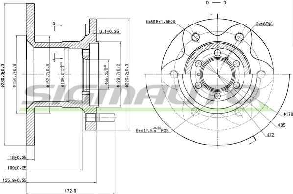 SIGMAUTO DBA139S - Тормозной диск unicars.by