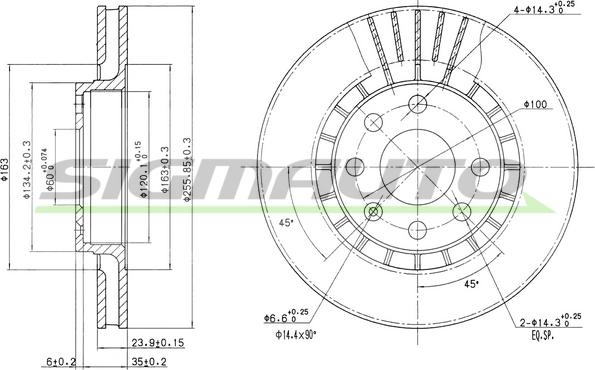 SIGMAUTO DBA206V - Тормозной диск unicars.by