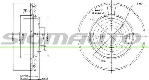 SIGMAUTO DBA214V - Тормозной диск unicars.by