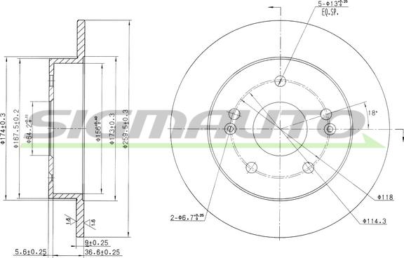 SIGMAUTO DBB483S - Тормозной диск unicars.by