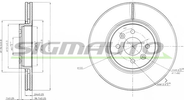 SIGMAUTO DBB513V - Тормозной диск unicars.by