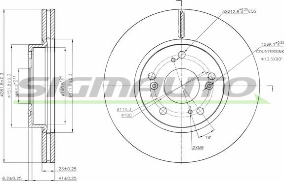 SIGMAUTO DBB539V - Тормозной диск unicars.by