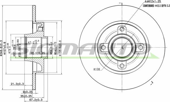 SIGMAUTO DBB523S - Тормозной диск unicars.by