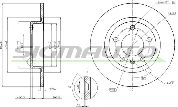 SIGMAUTO DBB651S - Тормозной диск unicars.by