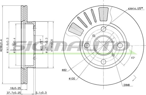 SIGMAUTO DBB094V - Тормозной диск unicars.by